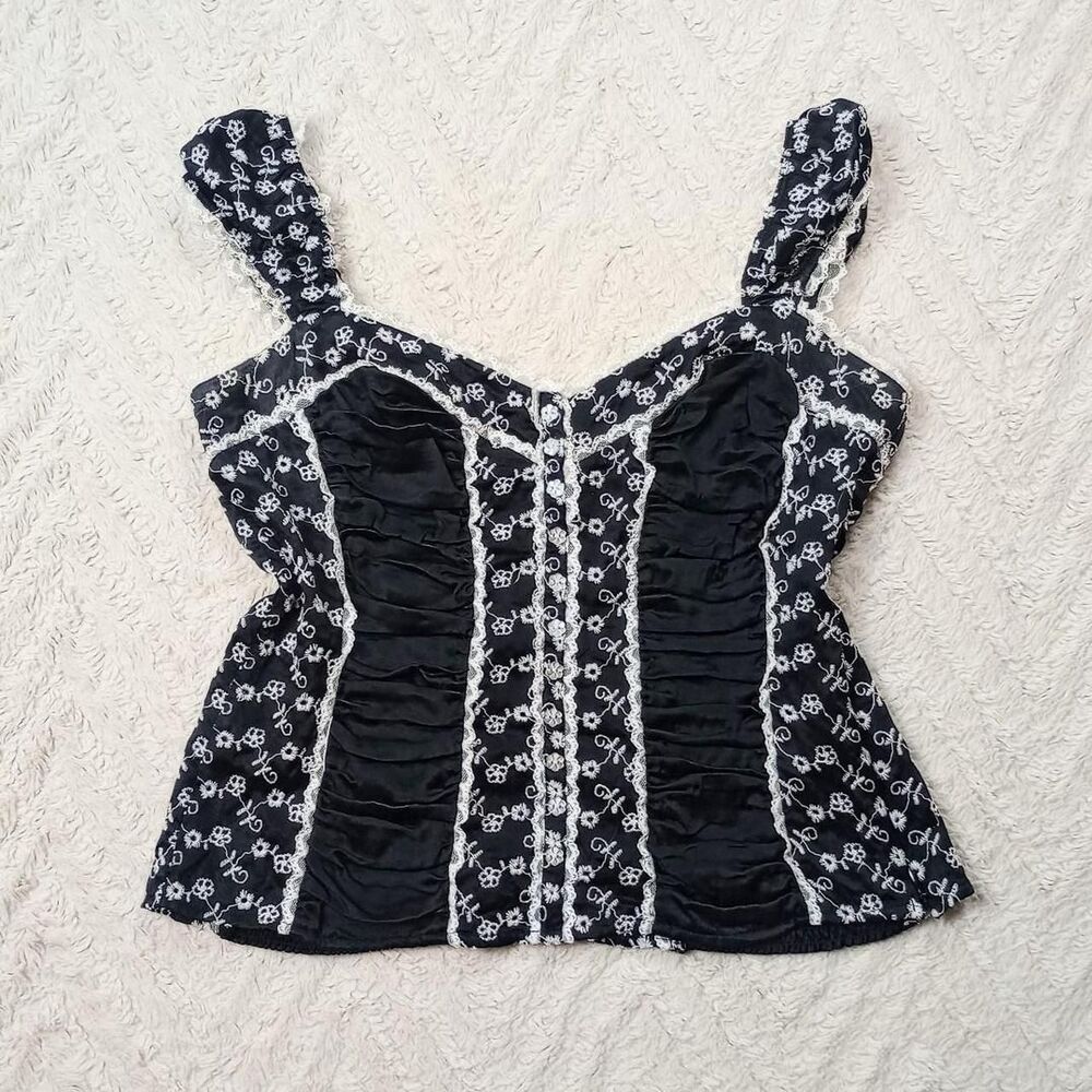 Y2K Bebe Silk Floral Embroidered Fairygoth Corset